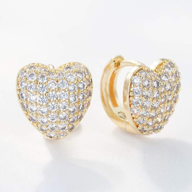 Gold-finished Pave Heart Earrings